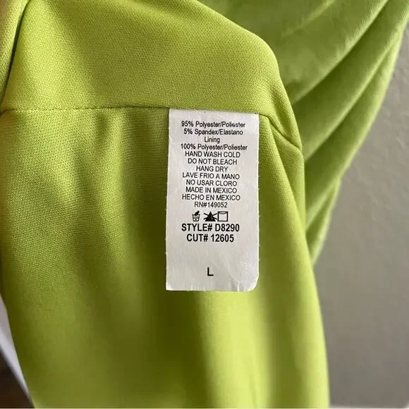 Fashion Nova Lily Ruched Long Sleeve Maxi Dress Size Large Lime Green New - Picture 12 of 13